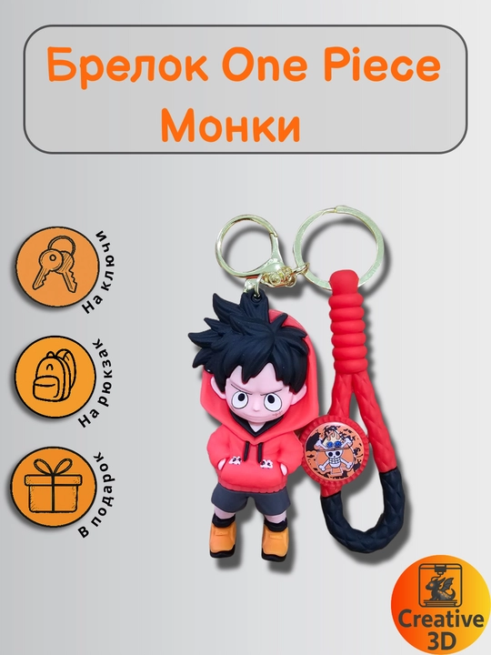Брелок Луффи One Piece — силиконовая фигурка, аниме-аксессуар, подарок фанату