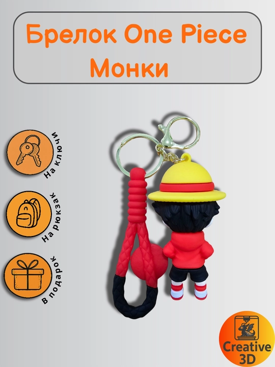 Брелок Луффи One Piece — силиконовая фигурка, аниме-аксессуар, подарок фанату