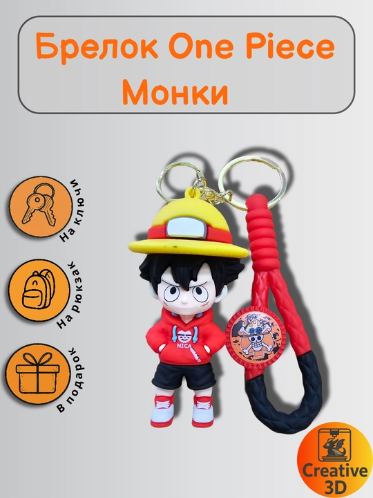 Брелок Луффи One Piece — силиконовая фигурка, аниме-аксессуар, подарок фанату