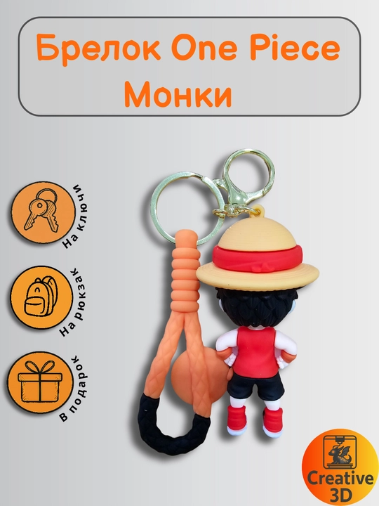 Брелок Луффи One Piece — силиконовая фигурка, аниме-аксессуар, подарок фанату