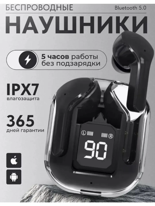 Беспроводные наушники с дисплеем, микрофоном и шумоподавлением - 
