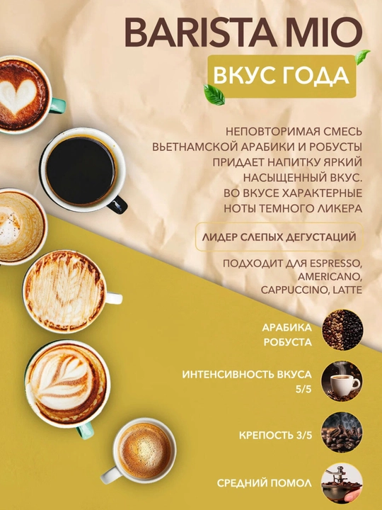 Barista MIO Yil ta’mi" qovurilgan maydalangan qahvasi, 225 g