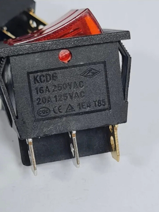 KSD6 ikki holatli tugma, qizil, 6 pin, 250V, 2 dona