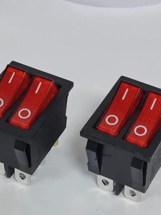 KSD6 ikki holatli tugma, qizil, 6 pin, 250V, 2 dona