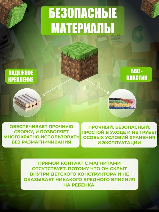 Конструктор магнитный развивающий набор Minecraft