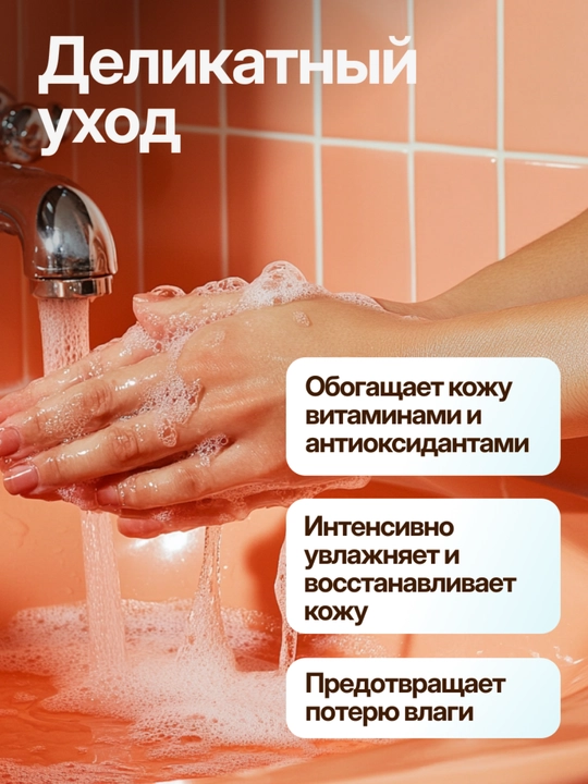 Жидкое мыло "Персик" бережное очищение и смягчение кожи Dream Nature, 500 мл