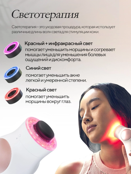 Массажер Theraface PRO с микротоками для подтяжки, от отеков, от акне, светотерапия