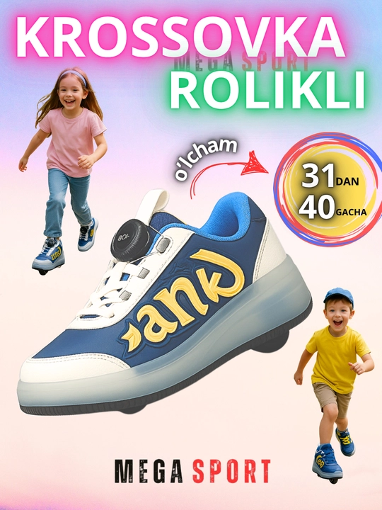 Rolikli krossovka, sovg'a poyabzali, 4 dona g'ildirak, 31-40 o'lcham