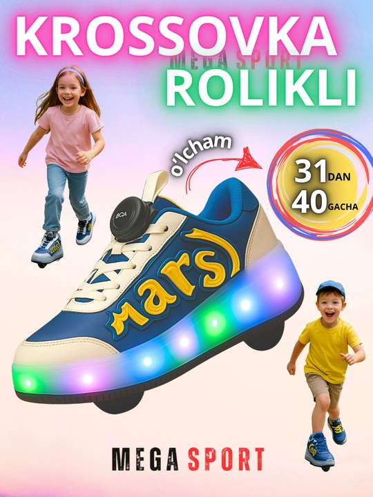 Rolikli krossovka, sovg'a poyabzali, 4 dona g'ildirak, 31-40 o'lcham - 