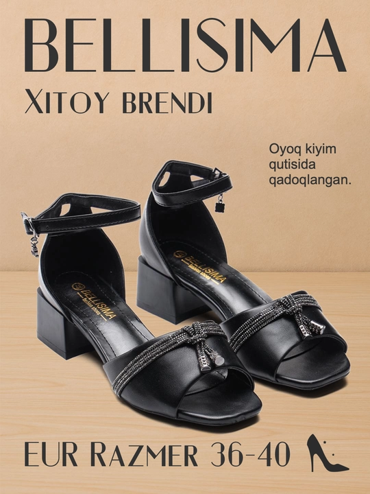 BELLISIMA 961-10PU sun’iy charmli ayollar bosonojkasi, 5 sm poshna, 2 rang, 36–40 - 