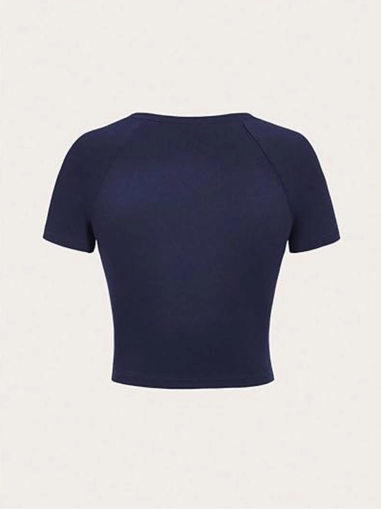Vintage krop top, qisqa yengli ayollar retro futbolkasi