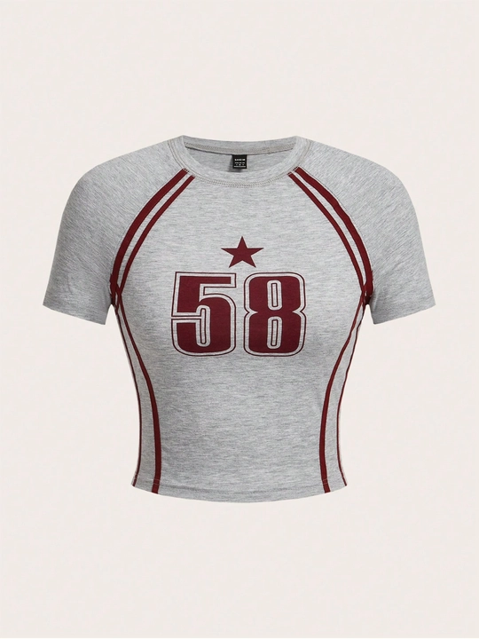 Vintage krop top, qisqa yengli ayollar retro futbolkasi