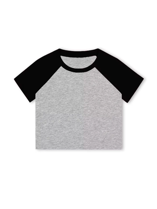 Vintage krop top, qisqa yengli ayollar retro futbolkasi