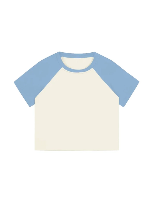 Vintage krop top, qisqa yengli ayollar retro futbolkasi
