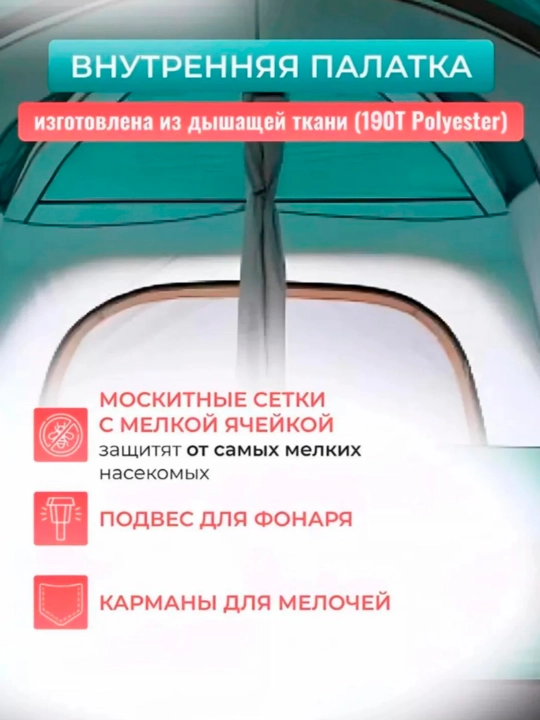 Палатка туристическая с тамбуром, с навесом, 3-5, 5-8, 6-10 местная, шатер