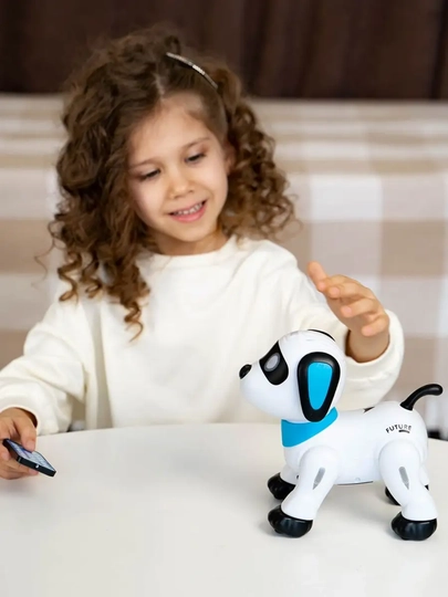 Робот собака, интерактивная игрушка робот, умный щенок со звуком — TOYMAG-UMROB33-БЕЛЫЙ