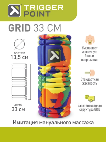 Массажный цилиндр, ролик, роллер, валик Trigger Point Grid, 33 см