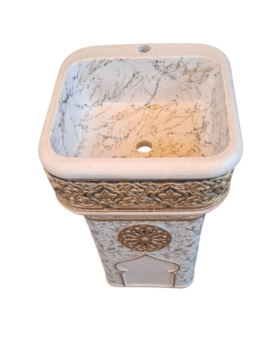 Naqshli polga tikilgan marmar chipli lavabo - 