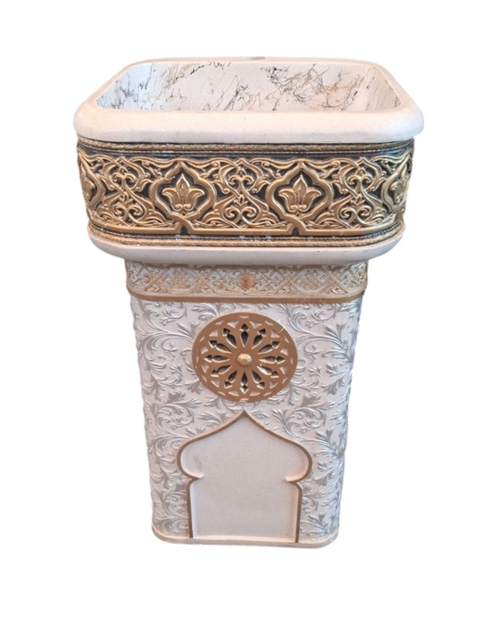 Naqshli polga tikilgan marmar chipli lavabo