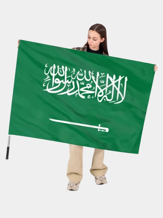 Polyesterdan tayyorlangan Saudiya Arabistoni bayrog'i, 1 * 1.5 m - 