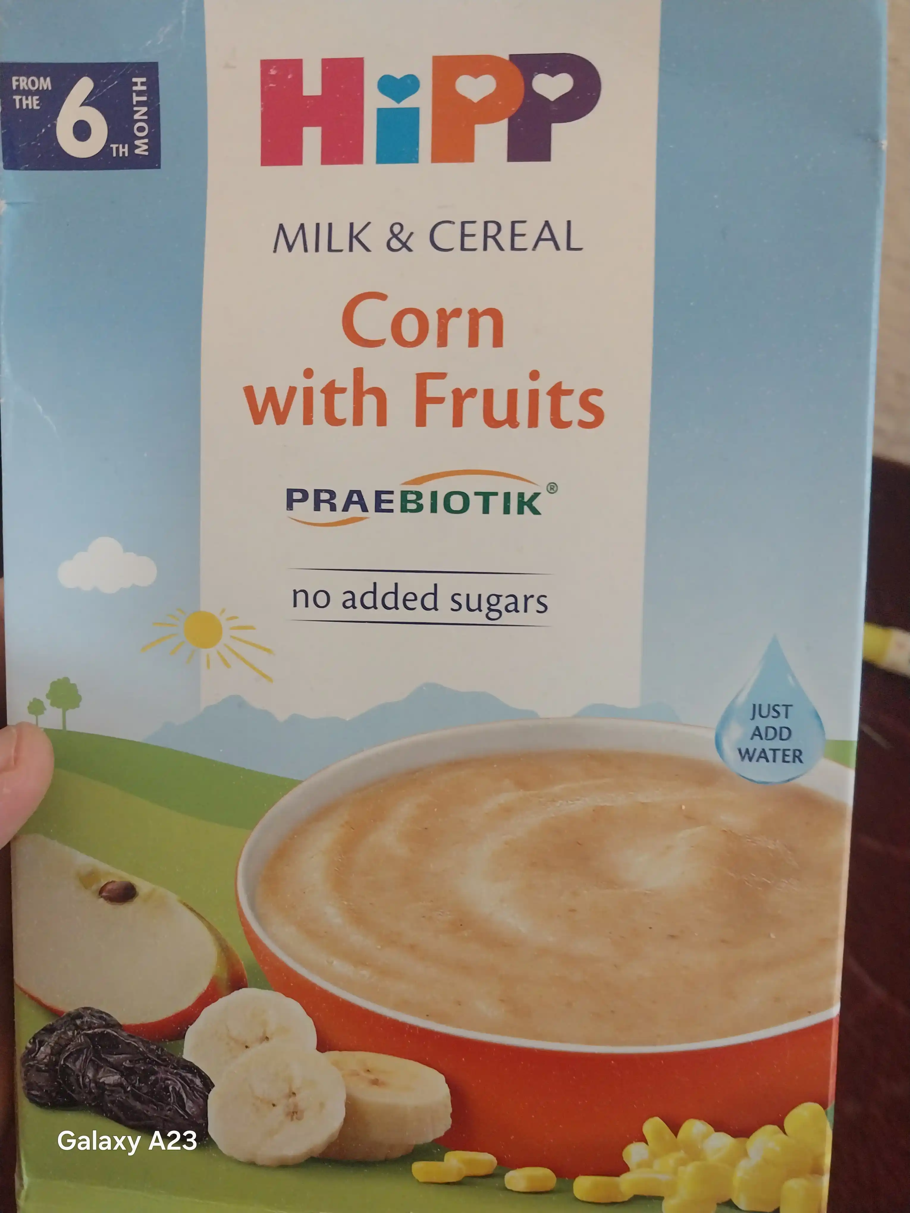 HIPP Milk & Cereal Corn with Fruits -дет молоч каша кукурузная с фруктами и пробиотик 250г