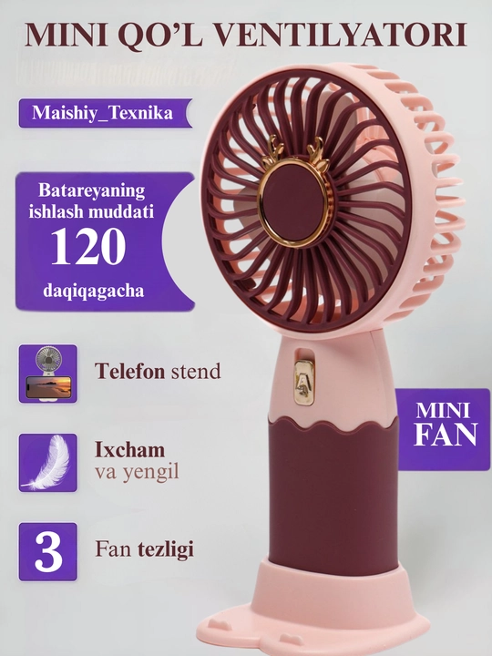 Mini ventilyatori, ish stoli uchun, USB portativ