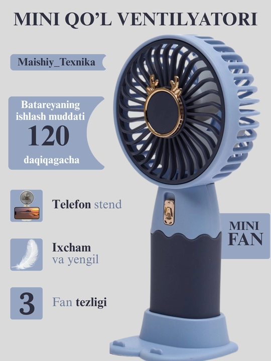 Mini ventilyatori, ish stoli uchun, USB portativ