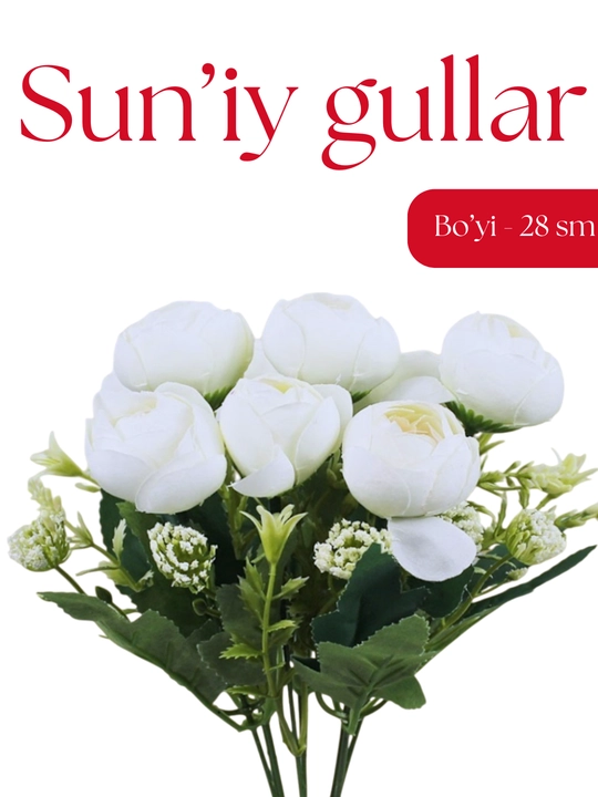 Bezatish va sovg'alar uchun sun'iy gullar - haqiqiy ko'rinish, 28 sm