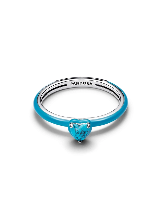 Pandora Кольцо с камнем в форме сердца бирюзового цвета Серебро 925 пробы 193828C01