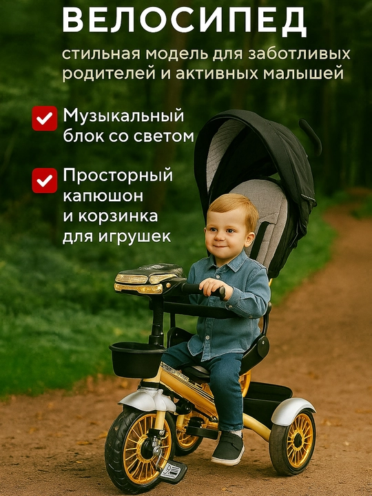 Велосипед  детский Adil L-557, с золотым блеском - 