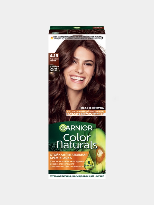 Soch uchun krem-bo'yoq Garnier Color Naturals, ton 4.15 Muz kashtan