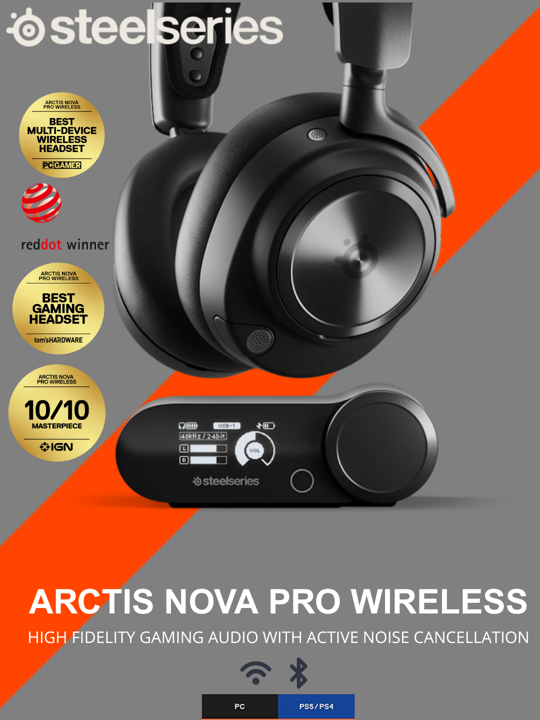 SteelSeries Arctis Nova Pro Wireless – активное шумоподавление – микрофон ClearCast - 