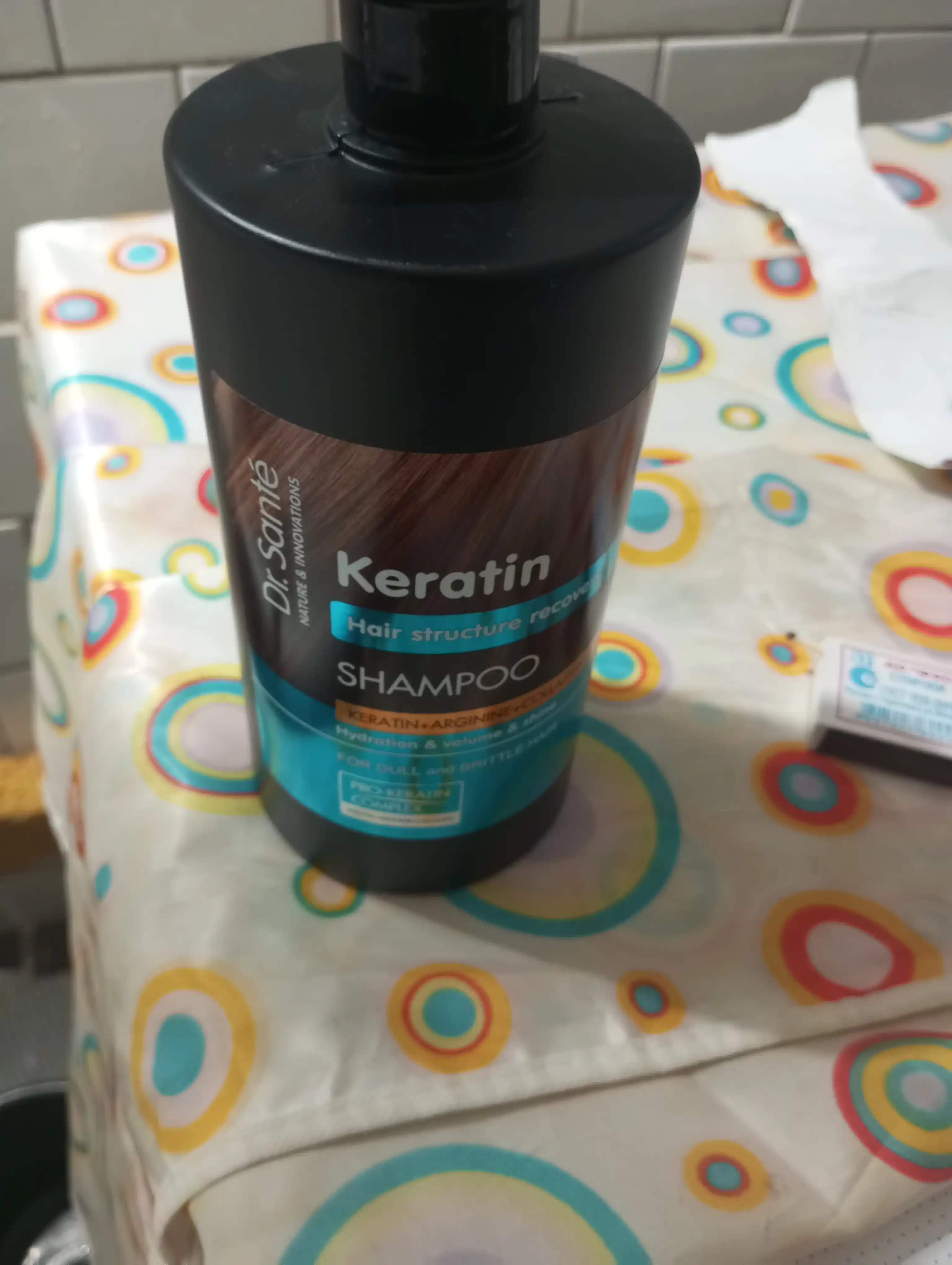 Шампунь Dr.Sante Keratin, для тусклых и ломких волос, кератин + коллаген+арганин, 1000 мл