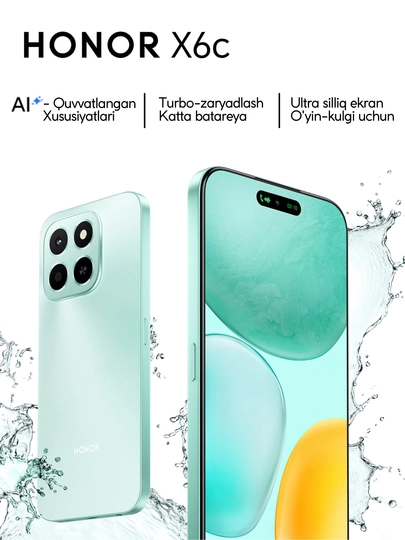 Смартфон Honor X6c, 50 МП, 120 Гц,Батарея 5300мАч,водонепроницаемость IP64,гарантия 1 год