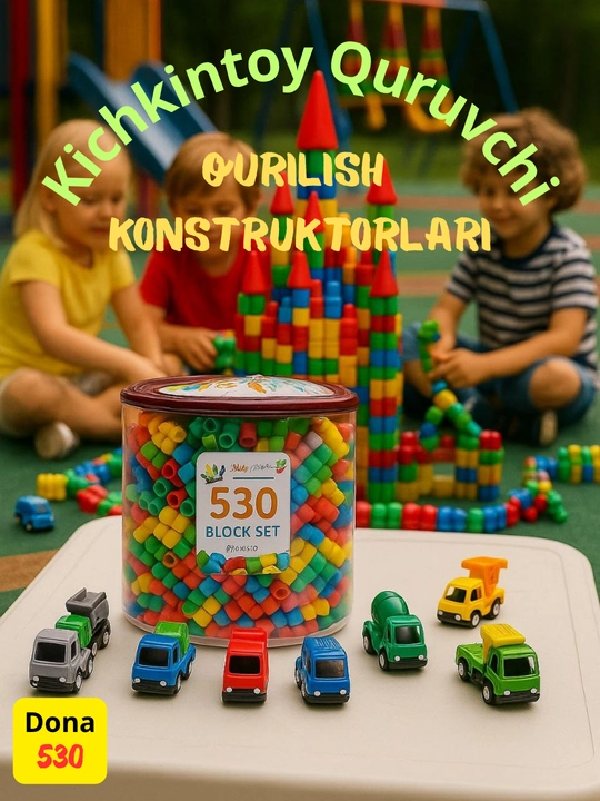 Rangli bolalar qurilish konstruktori – Snap Blok o'yinchoqlar to'plami bilan, 260 dona