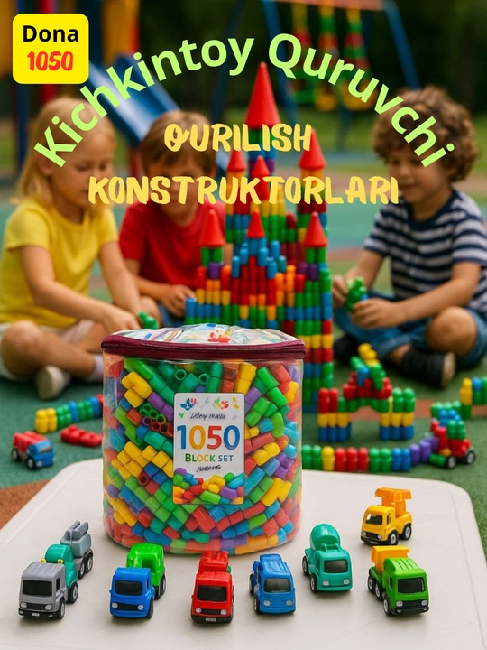 Rangli bolalar qurilish konstruktori – Snap Blok o'yinchoqlar to'plami bilan, 260 dona - 
