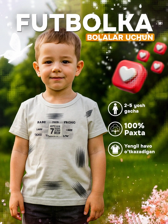 O`g`il va qiz bolalar uchun paxtalik futbolkalar - 