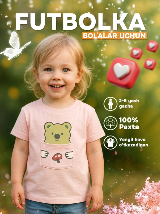 Хлопковые футболки для мальчиков и девочек  - 