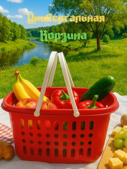 Универсальная пластиковая корзина — для пикников, походов на рынок и дома — ZUMARK-SAVAT2-КРАСН