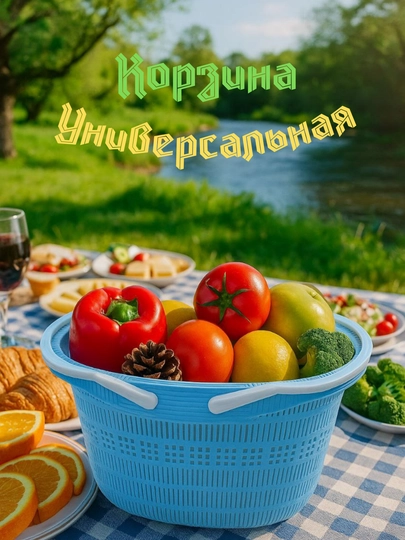 Универсальная пластиковая корзина — для пикников, походов на рынок и дома — ZUMARK-SAVAT1-СВЕТСИН