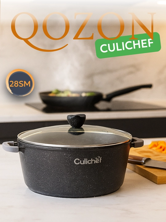 Granit tagiolmaydigan shisha qopqoqli, qozon CULICHEF - 