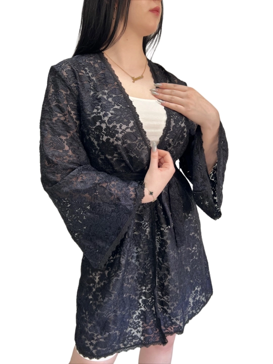 Qora ayollar gipyur xalati Miss Berfin - pareo, penyuar, uy xalati 3 in 1, S-2XL - 