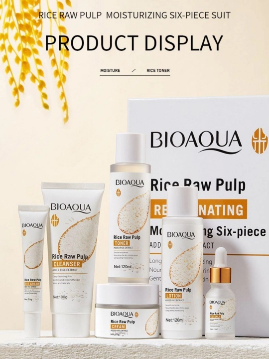 Набор для ухода за лицом Bioaqua, 6 в 1, омолаживающий, с экстрактом риса - 