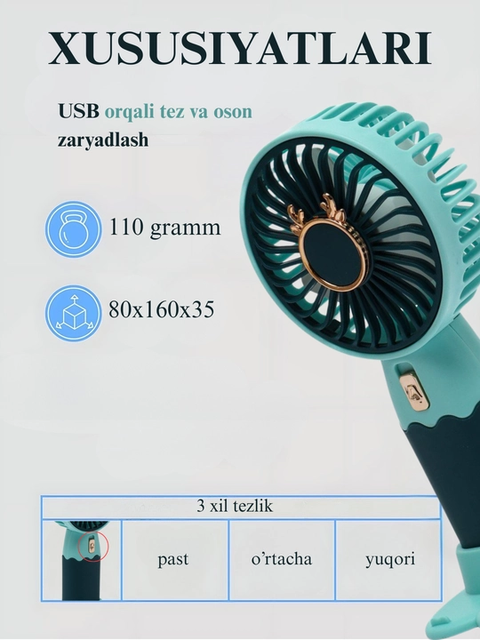 Мини-вентилятор, настольный, USB портатив