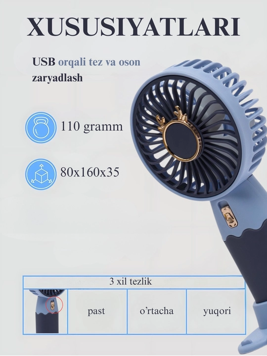 Мини-вентилятор, настольный, USB портатив