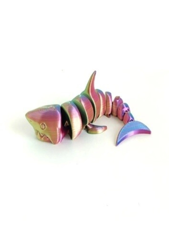 Bo‘g‘inli Akula 3D – harakatlanuvchi o‘yinchoq, antistress fidget, egiluvchan haykalcha