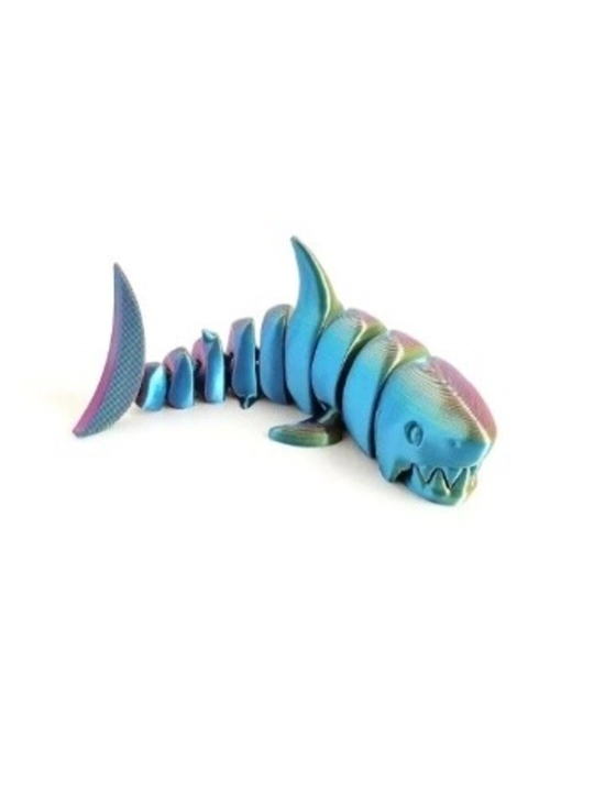 Bo‘g‘inli Akula 3D – harakatlanuvchi o‘yinchoq, antistress fidget, egiluvchan haykalcha