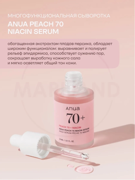 Сыворотка от пятен, прыщей, прыщей на лице, Anua Ниацинамид 10% + ТХА 4%