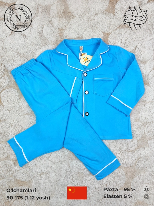 Bolalar uchun klassik pijama to‘plami qizlar va o‘g‘il bolalar uchun - 