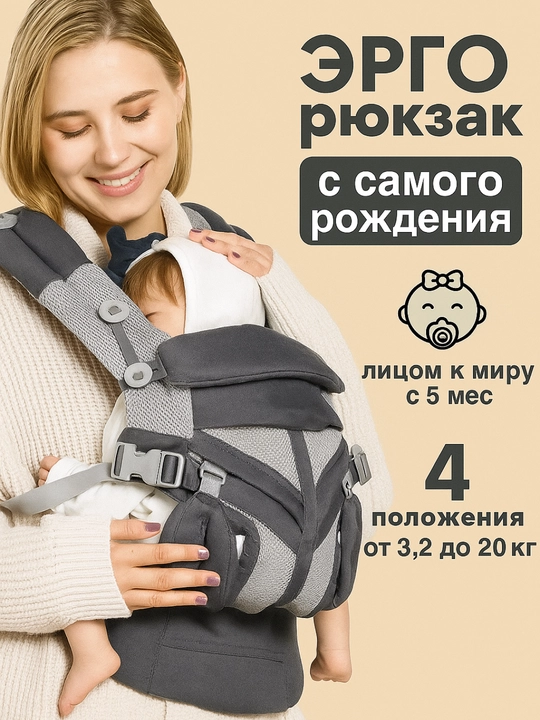 Эргорюкзак для новорожденных OMNI 360 Cool Air кенгуру слинг от 0 м до 36 мес - 